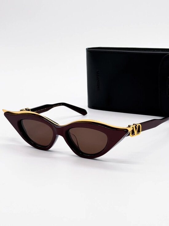 NEW VALENTINO V-GOLDCUT VLS-114B BORDEAUX CAT EYE AUTHENTIC SUNGLASSES M moon_op main image 8
